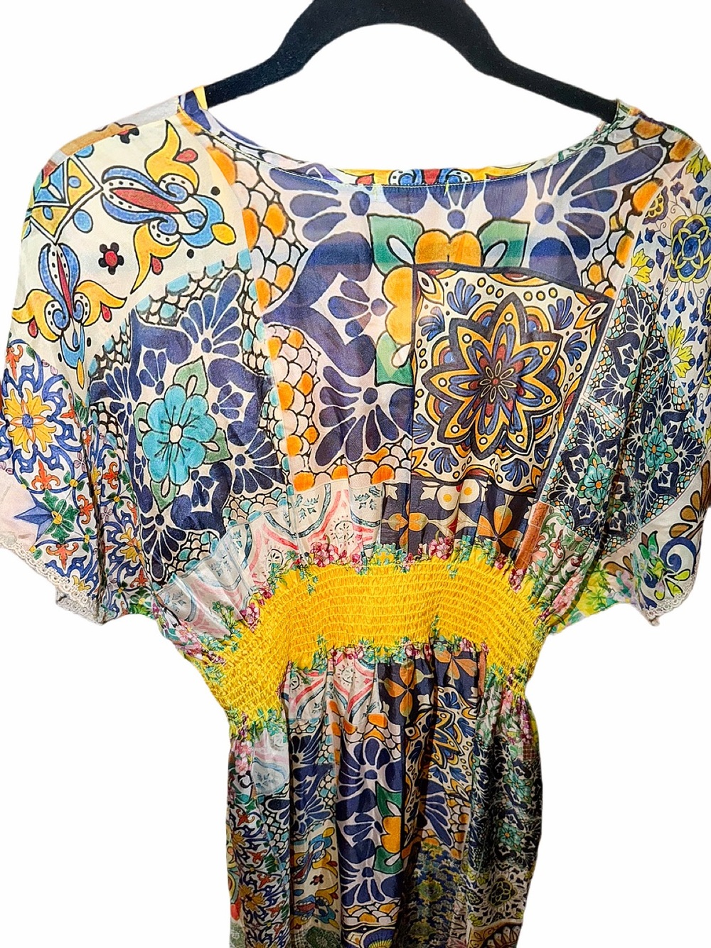Johnny Was Like New Womens Maxi Dress with cinched yellow waist, so colorful💙 - Picture 4 of 15